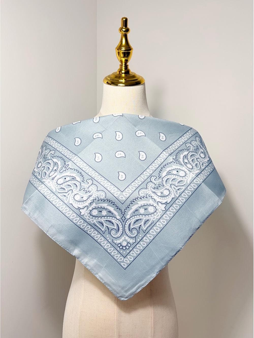 Light Greay Blue Paisley Bandana Scarf - New Without Tags